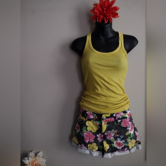 Yellow Lace Racerback Tank Ribbed - Picture 4 of 4